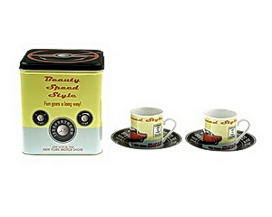 Espresso set auta v kovové krabičce