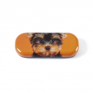 Yorkie on Orange glasses case YO6GL